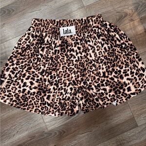 Dressed in LALA Pleated Leopard Print High Waist Boxer Shorts Total Knock Out